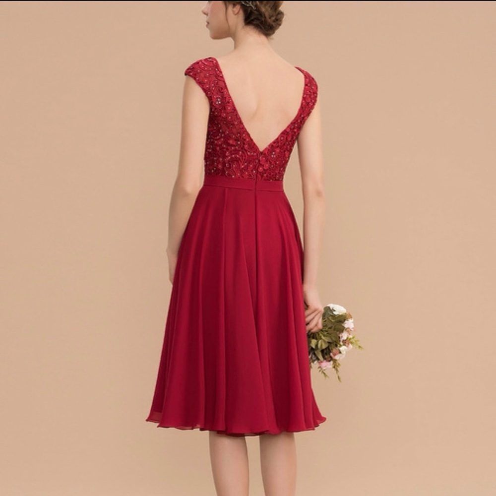 JJs House Red Midi Chiffon Dress - Picture 4 of 8